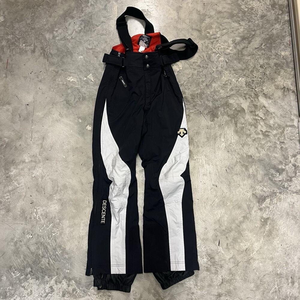 Descente Ski Bib Snow Suit Pants Snowsuit Black Snowboard Full Zip Mens 30 XS